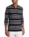 French Connection Men's Long Sleeve Sea Spray Stripe Henley