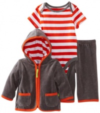 Offspring- Baby Boys  Castlerock 3 Piece Velour Jacket and Pant Set