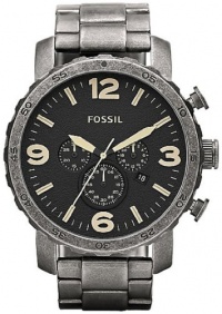 Fossil Nate Stainless Steel Watch Burnished Silver-Tone