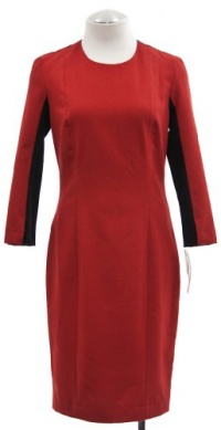 French Connection Red/Black Arte Panel Long Sleeve Dress 4