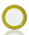 Have more fun at the table with the peppy pink and green bands and sublime durability of these Market Street Green dinner plates by kate spade.