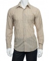 Van Heusen Men's Beige Window Pane Button Down Shirt