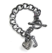 Juicy Couture Hematite Pave Heart Crystal Starter Bracelet YJRU4098