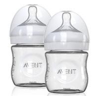 Philips AVENT 2 Pack Natural Glass Bottles, 4 Ounce