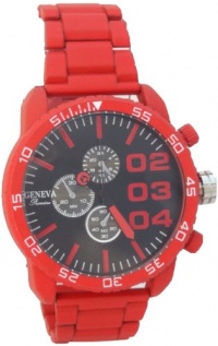 Geneva Color Domination XL Men's watch 1518 Look Red Metal Band N Case