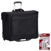 Delsey Helium Superlite Trolley Garment Bag Black with Voltage Valet Travel Combination Lock Silver