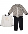 Calvin Klein Infant Girls Cheetah Jacket 3pc Denim Pant Set