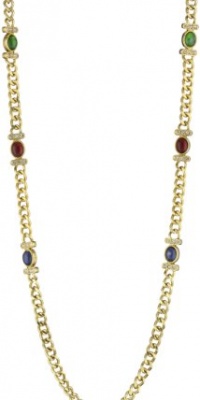 Carolee 40th Anniversary Gold-Tone Curb Chain with Cab Stations Necklace