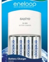 Sanyo NEW 1500 eneloop 4 Pack AA Ni-MH Pre-Charged Rechargeable Batteries with Charger