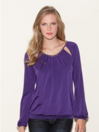 GUESS Gwen Long-Sleeve Top, ROYAL AMETHYST (MEDIUM)