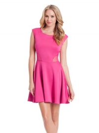 GUESS Mesh-Inset Shirred Dress, BRIGHT FUCHSIA (XL)