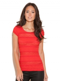 GUESS Lilly Short-Sleeve Top, BLOOD ORANGE (XL)