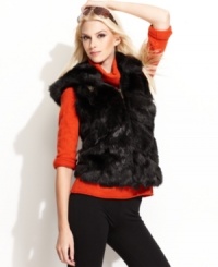 Add on-trend texture to your ensemble with this Green With Envy faux-fur vest -- perfect for a stylish cold-weather look!