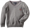 Fred Perry Boys 2-7 Kids Fine Tipped V-Neck Sweater, Grey Marl/Deep Red/Porcelain/Olympian, 4/5