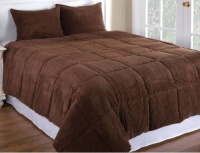 Newpoint Microplush Corduroy Twin Comforter Mini Set, Chocolate