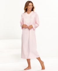 Reward yourself at the day's end. This nightgown by Miss Elaine features soft brushed back satin and a roomy fit, perfect for relaxing or sleeping.