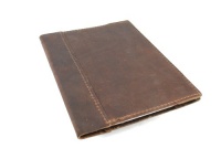 Refillable Genuine Leather Composition Notebook, Dark Brown