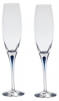 Orrefors Intermezzo Blue Flutes, Set of 2