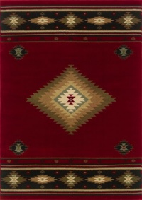 Oriental Weavers Sphinx Hudson 087K1 7'8 x 7'8 Red / Green Round Area Rug