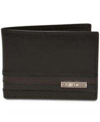 A leather bifold wallet from Geoffrey Beene that's slim enough to stow in any pocket, but big enough to hold every card and ID you might need, featuring a flip-up ID case and a total of ten credit card slots.