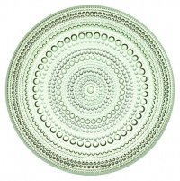 iittala Kastehelmi Dew Drop Set of 2 Round Glass Plates in Apple Green, 6-3/4-Inch Diameter