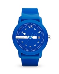 Armani Exchange encourages you to embrace your sporty side with this glossy rubber watch. Boldly styled and designed for maximum durability, it's a game changer.