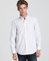 This classic fit Vineyard Vines cotton button-up lends a preppy look in a refreshing check design.