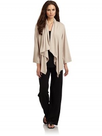 THE LOOKDraped shawl collarOpen-front styleLong sleevesAsymmetrical, draped front hemTHE FITAbout 38 from shoulder to hemTHE MATERIAL62% polyester/33% rayon/5% spandexCARE & ORIGINMachine washImportedModel shown is 5'11 (180cm) wearing US size Small. 