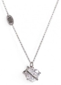 Juicy Couture Jewelry Banner Heart Crystal Necklace Silver