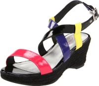 Jessica Simpson Benie Ankle-Strap Sandal (Little Kid/Big Kid),Black/Neon,13 M US Little Kid