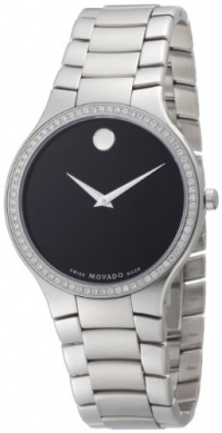 Movado Men's 0606384 Serio Stainless-Steel and Diamond Black Round Dial Watch