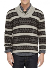 Vince Mens Shawl Collar Thick Wool Gray Sweater Long Sleeves