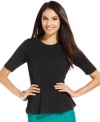 A key piece for fall, this Alfani petite top features a stylish peplum hem for a fashion-forward look!