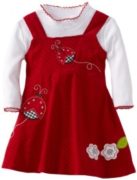 Blueberi Boulevard Baby-girls Newborn Printed Corduroy Jumper With Body Suit, Red, 6-9 Months