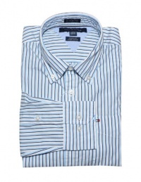 Tommy Hilfiger Men Custom fit Striped Long Sleeve Logo Shirt