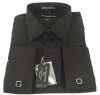 Jean-Paul Germain Mens Solid Black French Cuff Dress Shirt w/ Cufflinks