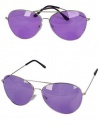 Violet Purple Silver Frame Aviator Rock Star Glasses