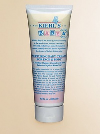 This gentle formulation is a unique blend of natural ingredients to moisturize and soothe baby's delicate skin. Kiehl's massage cream with shea butter, apricot kernel oil and purified honey nurtures skin, leaving it smooth and soft and is gentle enough for use on baby's face to help moisturize and even out dry patches. Infused with a blend of vanilla, apples, pears and sweet berries. Pediatrician tested and recommended. PH balanced. 6.8 oz. tube. 