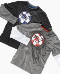 All net-he'll be ready hit the field in this fun graphic shirt from Puma.