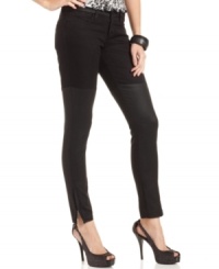 Coated denim panels make these GUESS black-wash skinny jeans a hot pick for adding urban-edge to your winter wardrobe!