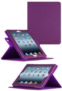 HHI 360 Dual-View Multi Angle Folio Case Cover for iPad 4 with Retina display / The new iPad (3rd Generation) / iPad 2 - Purple (Built-in magnet for sleep and wake feature) (include HHI Stylus Pen)