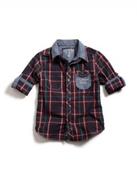 Guess Double Layer Button-Down Shirt (Sizes 8 - 20) - plaid, 16/18