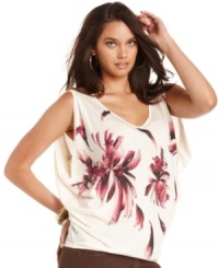 Rhinestones add sparkle to this GUESS floral-print top for a casual look that shines!