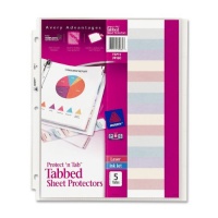 Avery Protect 'n Tab Tabbed Sheet Protectors,  Acid Free, 5-Tab, Pack of 5 (74160)