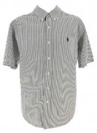 Polo Ralph Lauren Mens Classic Fit Mens Short Sleeve Seersucker Shirt Gray White Stripes