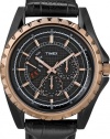 Timex Men's T2N113 Retrograde Collection Black Leather Watch