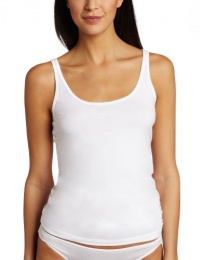 Hanro Women's Cotton Superior Narrow Strap Tank Top, White, Large