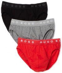 HUGO BOSS Men's Mini 3 Pack Assorted Brief Set, Black/Grey/Red, Large