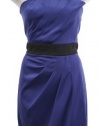 Max and Cleo Blue Poppy Sateen 'Milly' Pleated Strapless Dress 12