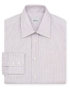 Paired stripes run parallel for a classically inspired dress shirt from Armani Collezioni, dapper with or without a tie.